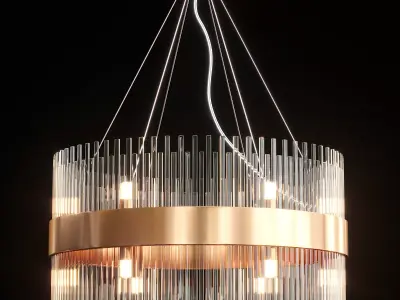 chandelier modern glass and brass Low-poly 3D model
