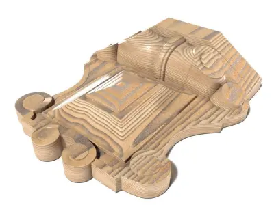 Cartouche-015 ornately carved wooden box 3D model