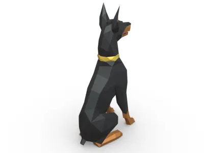 doberman dog low poly 3D print model