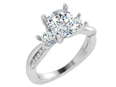Cushion Diamond Twisted Ring 4528 3D print model