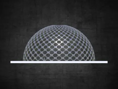 Dome hexagonal grid circular pattern large scale structure Low-poly 3D model