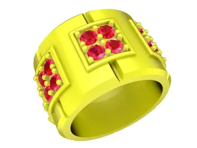 Luxury Square Signet Ring for Men  4476 3D print model