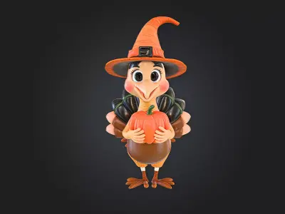 Charming Thanksgiving Turkey Printable Holiday For Home Decor 3D model