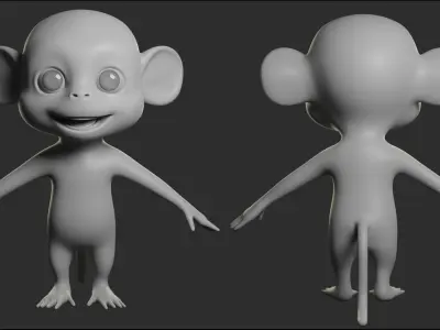 Monkey Cartoon Low-poly 3D model