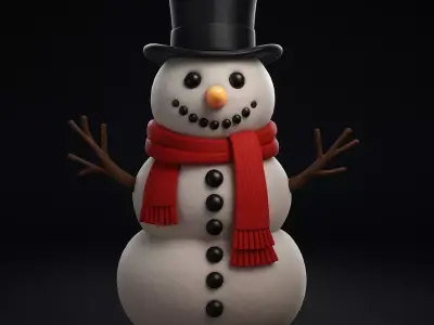 Snowman Model with Hat Scarf and Buttons  Festive Winter  3D print model