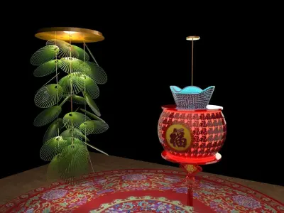 Chinese red lantern  3D model 50