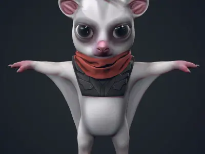 Sugar glider characters rigged Low-poly 3D model