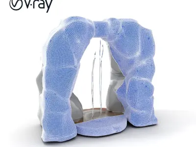 Natural Stone Arch Waterfall Model Pack Low-poly 3D model