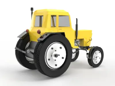 Low Poly Tractor Low-poly 3D model