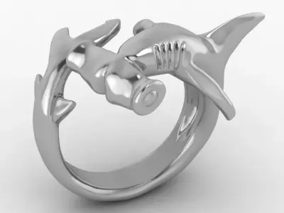 Hammerhead shark massive ring 3D print model