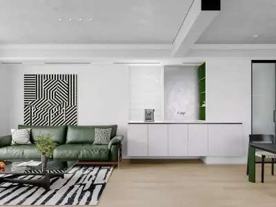 Modern living room dining room interior scenes  3D model