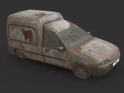 Abandoned Car - Ford Courier Van Low-poly 3D model