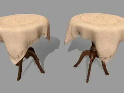 Table with cloth covering it Low-poly 3D model