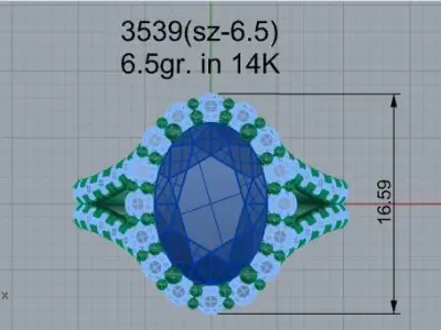 Oval Halo Split Shank Ring 3539 3D print model