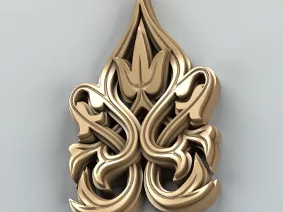 Carved decor vertical 008 3D model