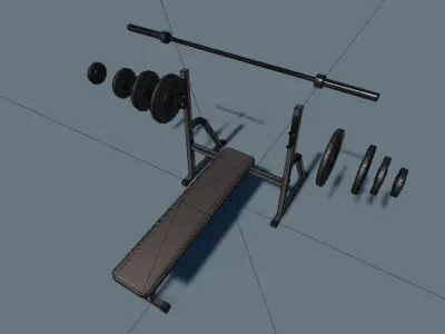 Barbell weight bench Low-poly 3D model purchase