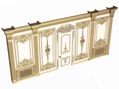 Boiserie Classic Wall with Mouldings 09 White Low-poly 3D model