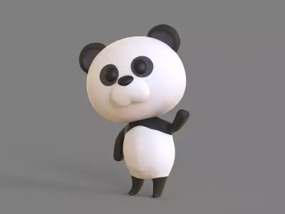 Little Funny Panda Animated  Low-poly 3D model