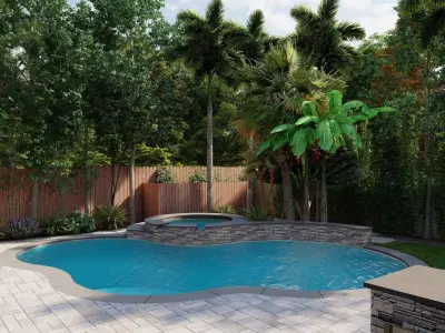 3D Exterior Scene 3D model design garden and landscape 3D model 3D model