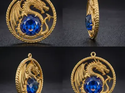 Dragon Pendant 3D Printable Model 3D print model