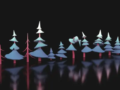Low-poly Tree Set forest Free low-poly 3D model