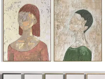 Plaster Two Photo Frame 294 Low-poly 3D model