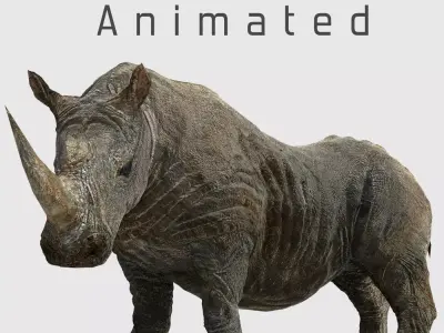 Southern White African Rhino Low-poly 3D model