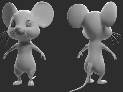 Cartoon Mouse  II Basemesh  Low-poly 3D model