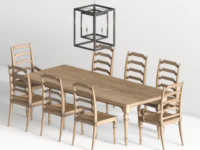 Classic Dining Table for 8 3D model