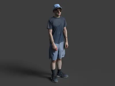 Chinese boy figure   Low-poly 3D model