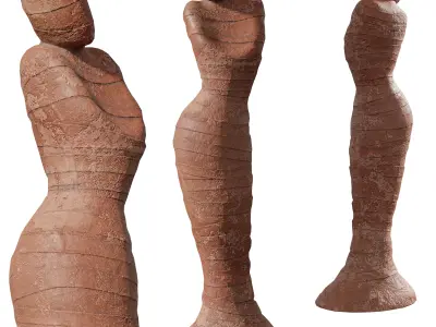 Stand Mummy Clay Statue Low-poly 3D model