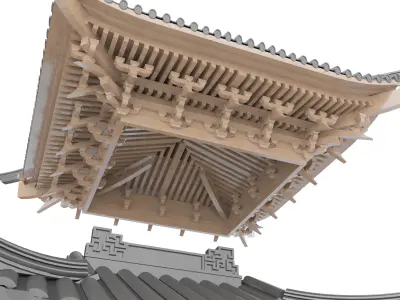 Chinese eaves Low-poly 3D model