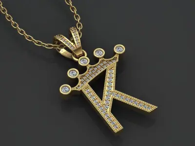 K letter pendant 3D print model