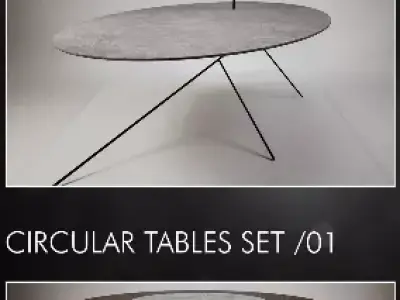 Circular Tables Set 01 UE4 Low-poly 3D model