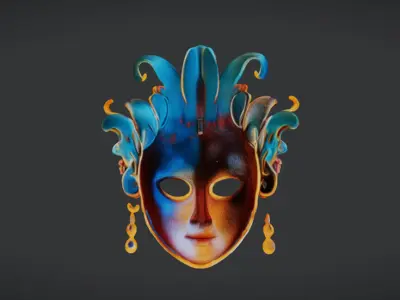 Exquisite 3D Venetian Mask Low-poly 3D model