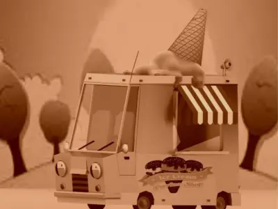 low poly ice cream car cartoon Low-poly 3D model