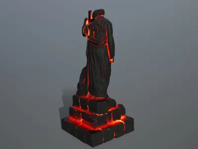 statue 5 with flames Low-poly 3D model