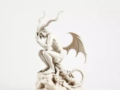 Demonic Stone Sculpture model pack Low-poly 3D model