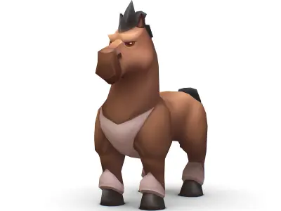 Cartoon Medieval Brown Horse MMO Animal Low-poly 3D model