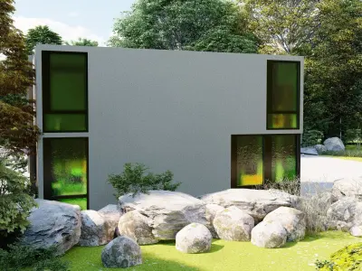 Forest villa-Casa Scene-Modern Villa 3D model