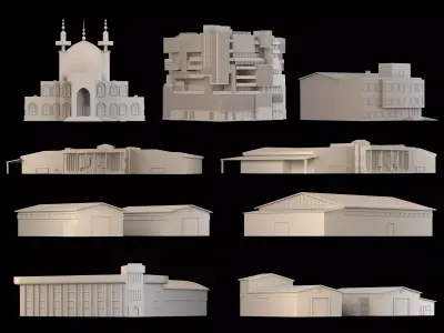 Low Poly Building Pack for 3D Printing in Dioramas 3D print model