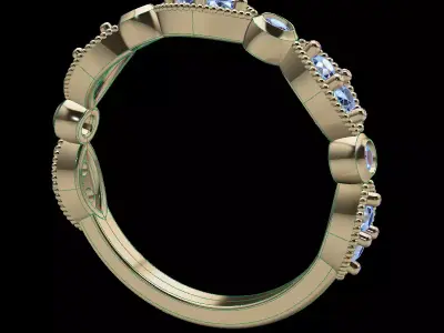 Three Quarter Antique Style Diamond Band Ring 3D print model