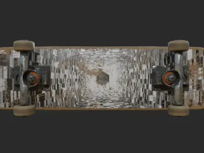 Narly Used Skateboard - Photo-realistic Low-poly 3D model