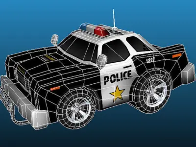 Cartoon Police Car Low-poly 3D model
