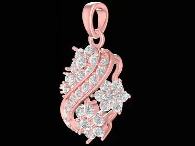 Luxury Floral Swirl Diamond Pendant  2494 3D print model