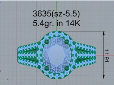 Oval Halo Split Shank Ring 3635 3D print model