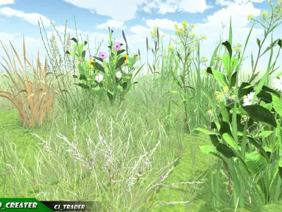 Realistic Grass Animated LOD Low-Poly 3D Model Low-poly 3D model