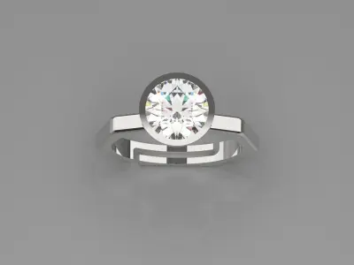 Minimalist hexagonal ring modern single gem ring model sr0055 3D print model