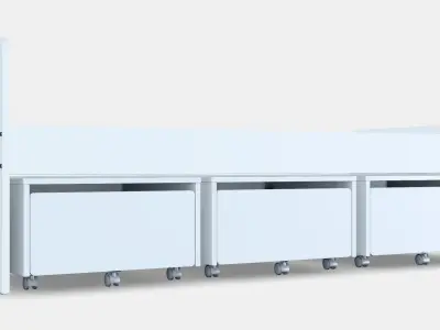 SLAKT Bed frame with 3 storage boxes Low-poly 3D model