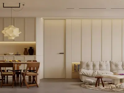 Modern living room dining room interior scenes 240 3D model